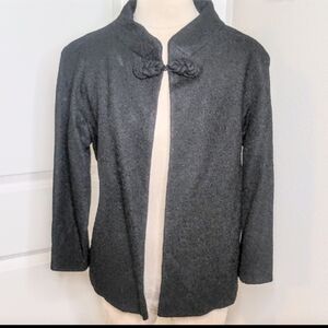 Vintage 60s Black Dress Jacket Mandarin Collar Frog Closure Asian Style Sz M